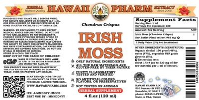 Photo of the Hawaii Pharm Irish Moss label