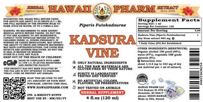 Photo of the Hawaii Pharm Kadsura Vine label