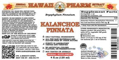 Photo of the Hawaii Pharm Kalanchoe Pinnata label
