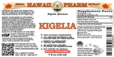 Photo of the Hawaii Pharm Kigelia label