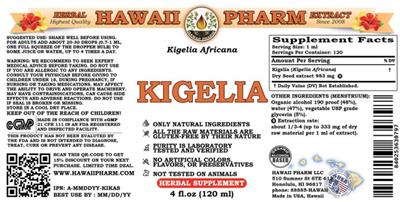 Photo of the Hawaii Pharm Kigelia label