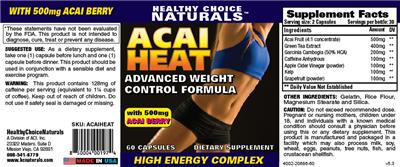 Photo of the Healthy Choice Naturals Acai Heat label