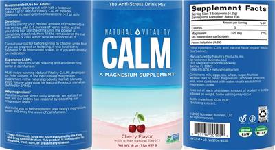 Photo of the Natural Vitality CALM Cherry Flavor label