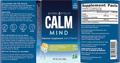 Photo of the Natural Vitality CALM Mind Honey Chamomille label