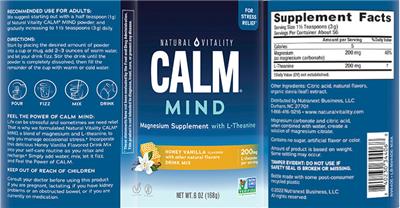 Photo of the Natural Vitality CALM Mind Honey Vanilla label
