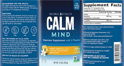 Photo of the Natural Vitality CALM Mind Honey Vanilla label