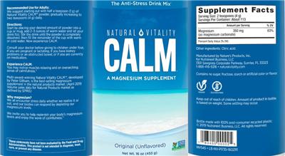 Photo of the Natural Vitality CALM Original (Unflavored) label