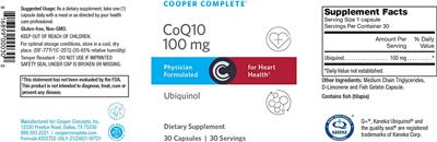 Photo of the Cooper Complete CoQ10 100 mg label