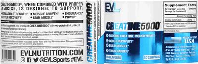 Photo of the Evlution Nutrition Creatine5000 Unflavored label