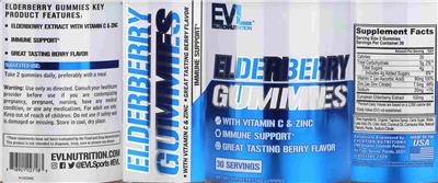 Photo of the Evlution Nutrition Elderberry Gummies label