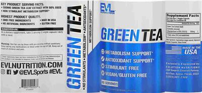 Photo of the Evlution Nutrition Green Tea label