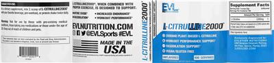 Photo of the Evlution Nutrition L-Citrulline2000 2000 mg Unflavored label