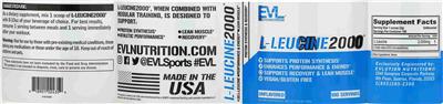 Photo of the Evlution Nutrition L-Leucine2000 Unflavored label