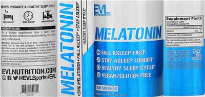 Photo of the Evlution Nutrition Melatonin label