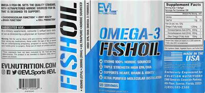 Photo of the Evlution Nutrition Omega-3 Fish Oil 1250 mg label
