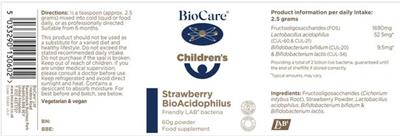 Label of Children's Strawberry BioAcidophilus