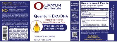 Photo of the Quantum Nutrition Labs Quantum EPA/DHA label