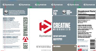 Photo of the Dymatize Creatine Micronized Unflavored label