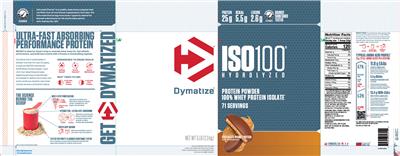 Photo of the Dymatize ISO100 Hydrolyzed Chocolate Peanut Butter label