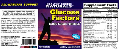 Photo of the Healthy Choice Naturals Glucose Factors label