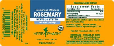 Photo of the Herb Pharm Rosemary label