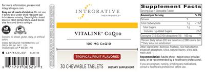 Photo of the Integrative Therapeutics Vitaline CoQ10 100 mg Tropical Fruit Flavored label