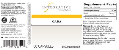 Photo of the Integrative Therapeutics GABA label