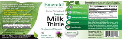 Photo of the Emerald Labs European Milk Thistle label