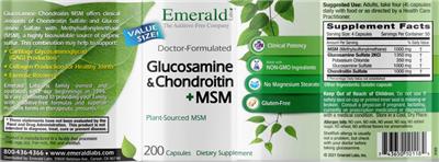 Photo of the Emerald Labs Glucosamine & Chondroitin + MSM label