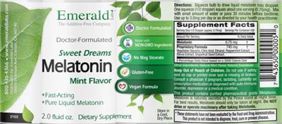 Photo of the Emerald Labs Melatonin Mint Flavor label
