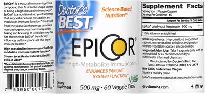 Photo of the Doctor's Best EpiCor 500 mg label