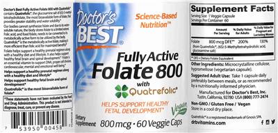 Fully Active Folate 800 mcg のラベル画像（NIH DSLD）