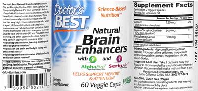 Photo of the Doctor's Best Natural Brain Enhancers label