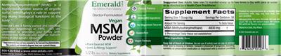 Photo of the Emerald Labs MSM Powder label