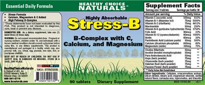 Photo of the Healthy Choice Naturals Highly Absorbable Stress-B label