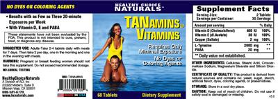 Photo of the Healthy Choice Naturals Tanamins Vitamins label