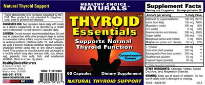 Photo of the Healthy Choice Naturals Thyroid Essentials label
