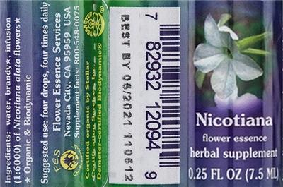 Photo of the Flower Essence Services Nicotiana Flower Essence label