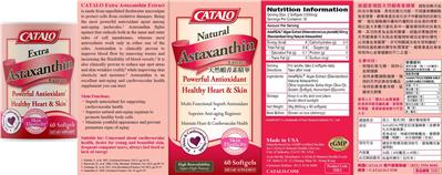 Photo of the CATALO Natural Astaxanthin Extract label