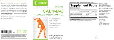 Photo of the NeoLife Nutritionals Chelated Cal-Mag label