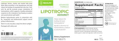 Photo of the NeoLife Nutritionals Lipotropic Adjunct label