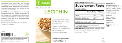 Photo of the NeoLife Nutritionals Lecithin label