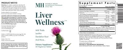 Photo of the MH Michael's Health Naturopathic Programs Liver Wellness label