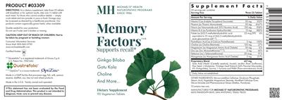 Photo of the MH Michael's Health Naturopathic Programs Memory Factors label