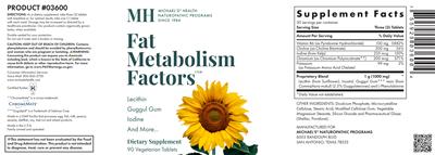 Photo of the MH Michael's Health Naturopathic Programs Fat Metabolism Factors label