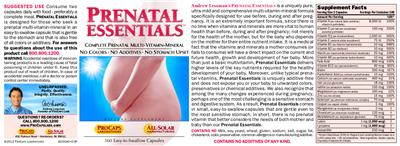 Photo of the ProCaps Laboratories Prenatal Essentials label