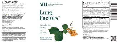 Photo of the MH Michael's Health Naturopathic Programs Lung Factors label