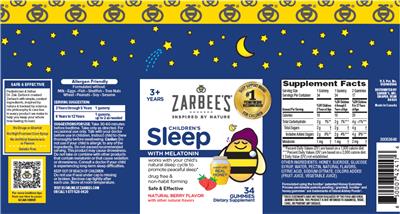 Photo of the Zarbee's Children's Sleep with Melatonin Natural Berry Flavor label