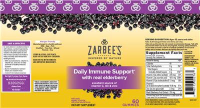 Photo of the Zarbee's Daily Immune Support with Real Elderberry Natural Berry Flavor label