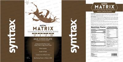 Photo of the Syntrax Matrix Milk Chocolate label